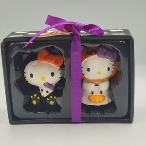 Sanrio Hello Kitty Halloween Blue Sky Ceramics Salt Pepper Shaker Cat Ghost